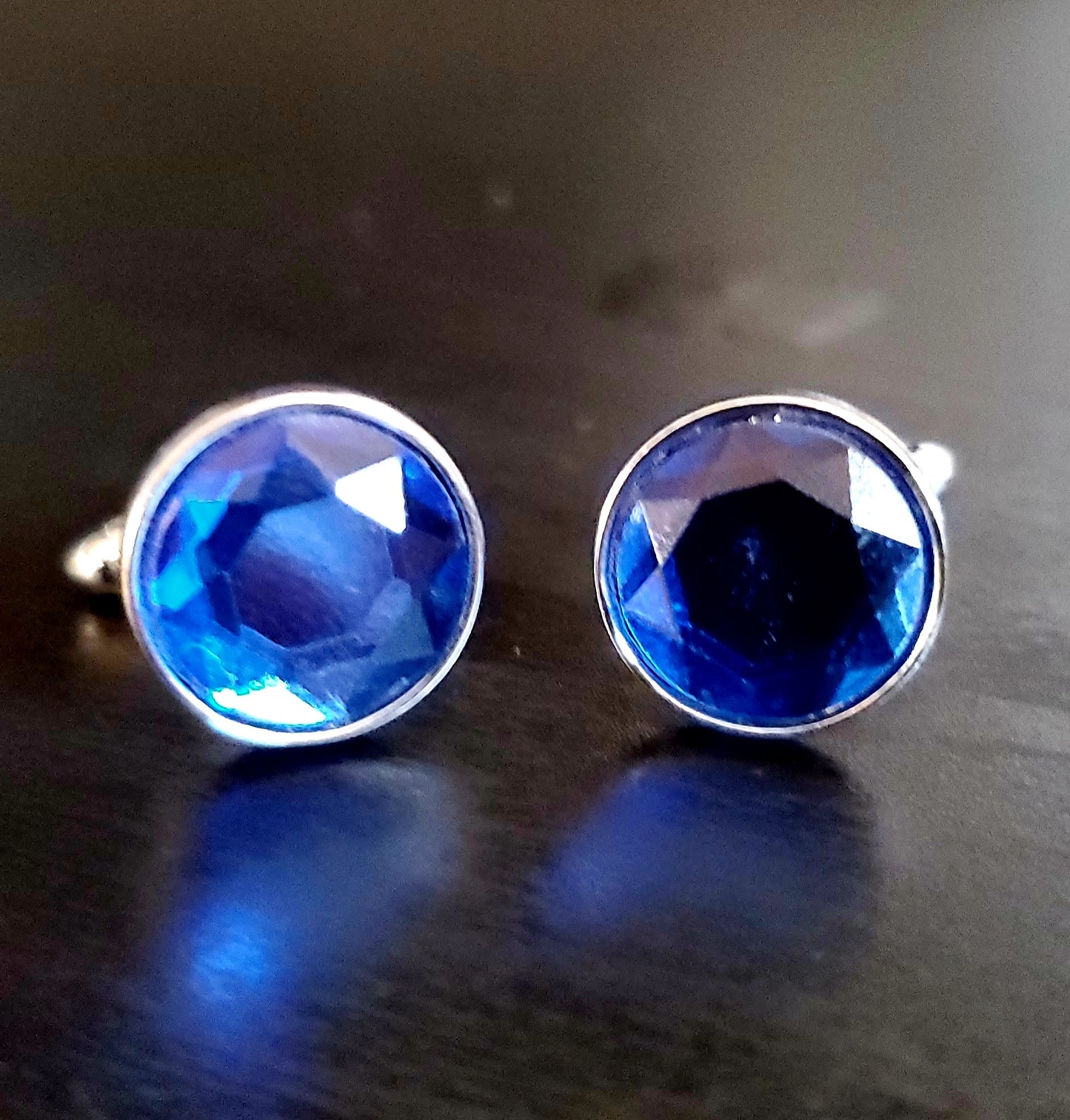 BLUE RHINESTONE CUFFLINKS