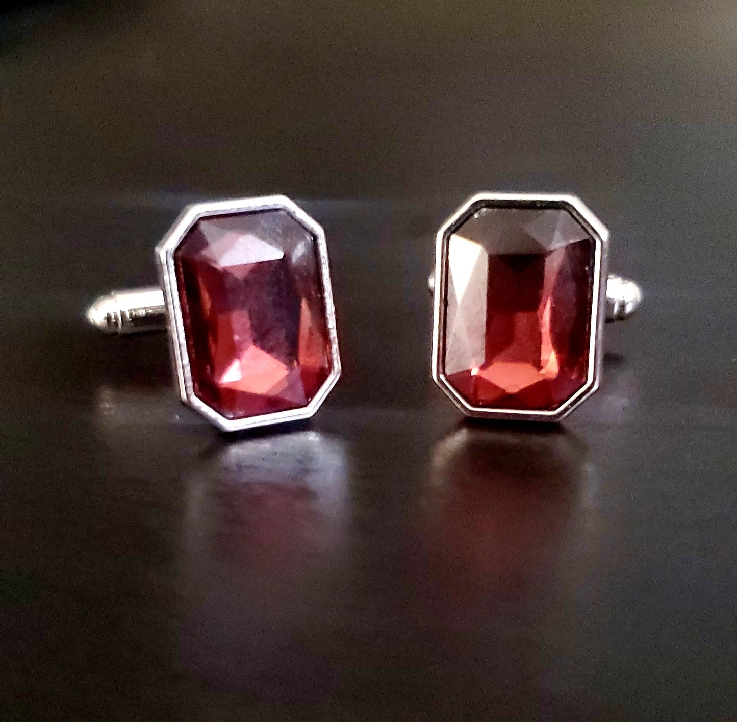 RED RHINESTONE CUFFLINKS