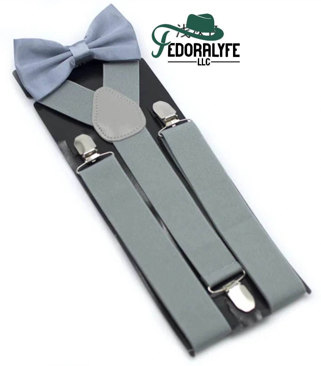 LIGHT GREY BOWTIE AND SUSPENDER SET