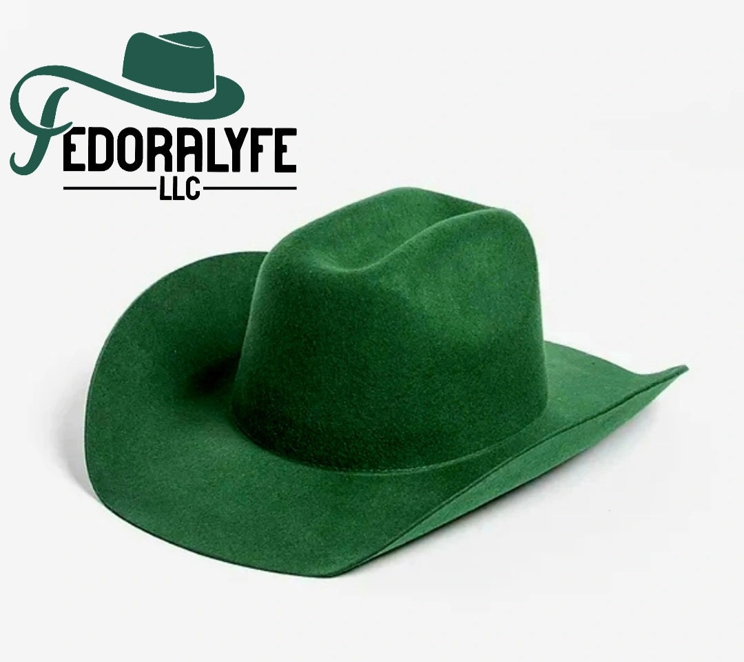 GREEN WESTERN FEDORA HAT