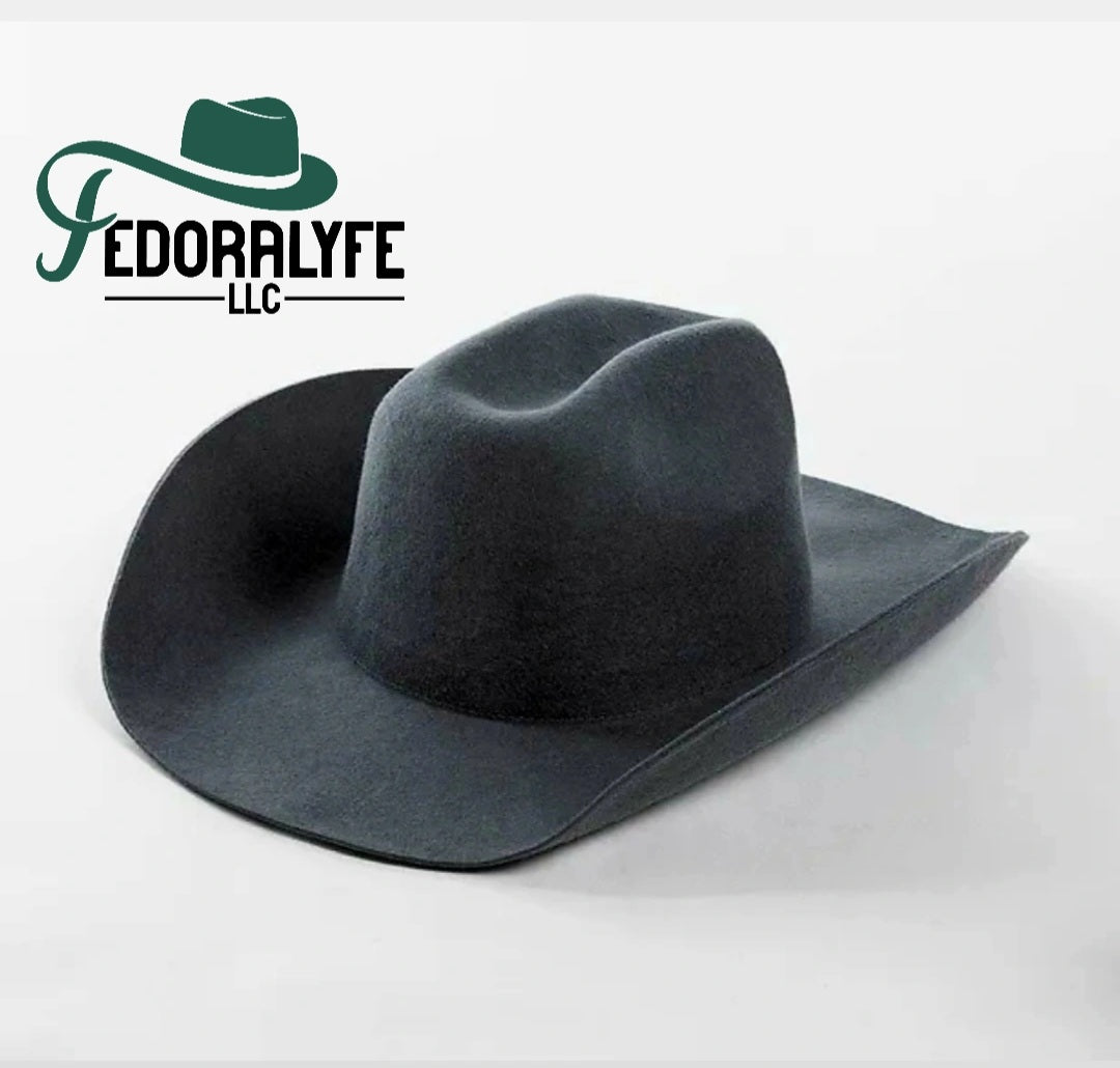 GREY WESTERN FEDORA HAT