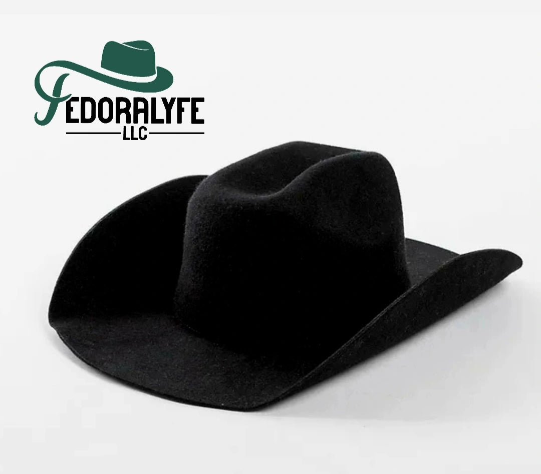 BLACK WESTERN FEDORA HAT