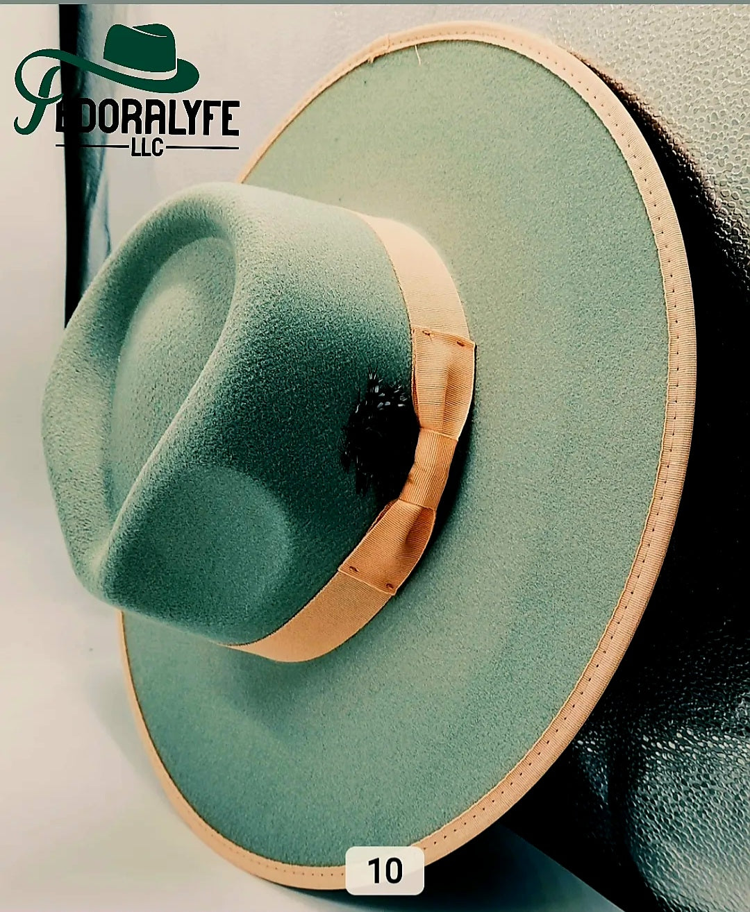 GREEN WITH PEACH TIP FEDORA HAT