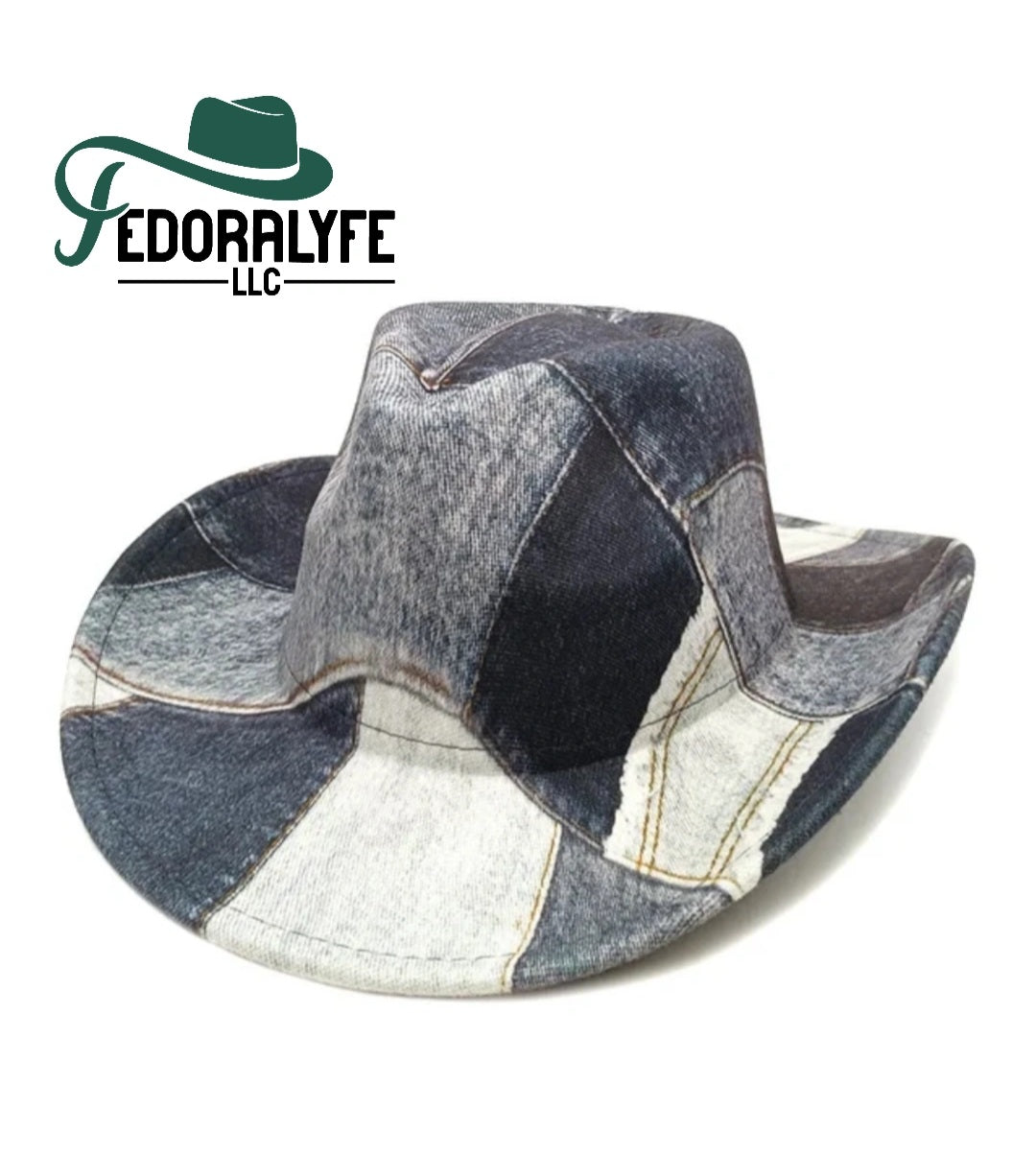 GRAY DENIM PATCH COWBOY FEDORA