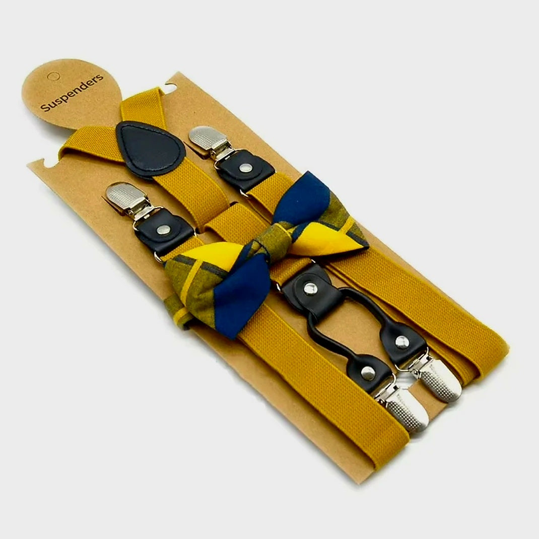 YELLOW BOWTIE AND SUSPENDER SET