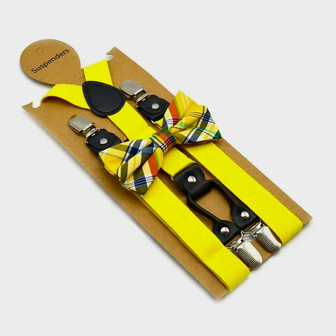 YELLOW BOWTIE AND SUSPENDER SET
