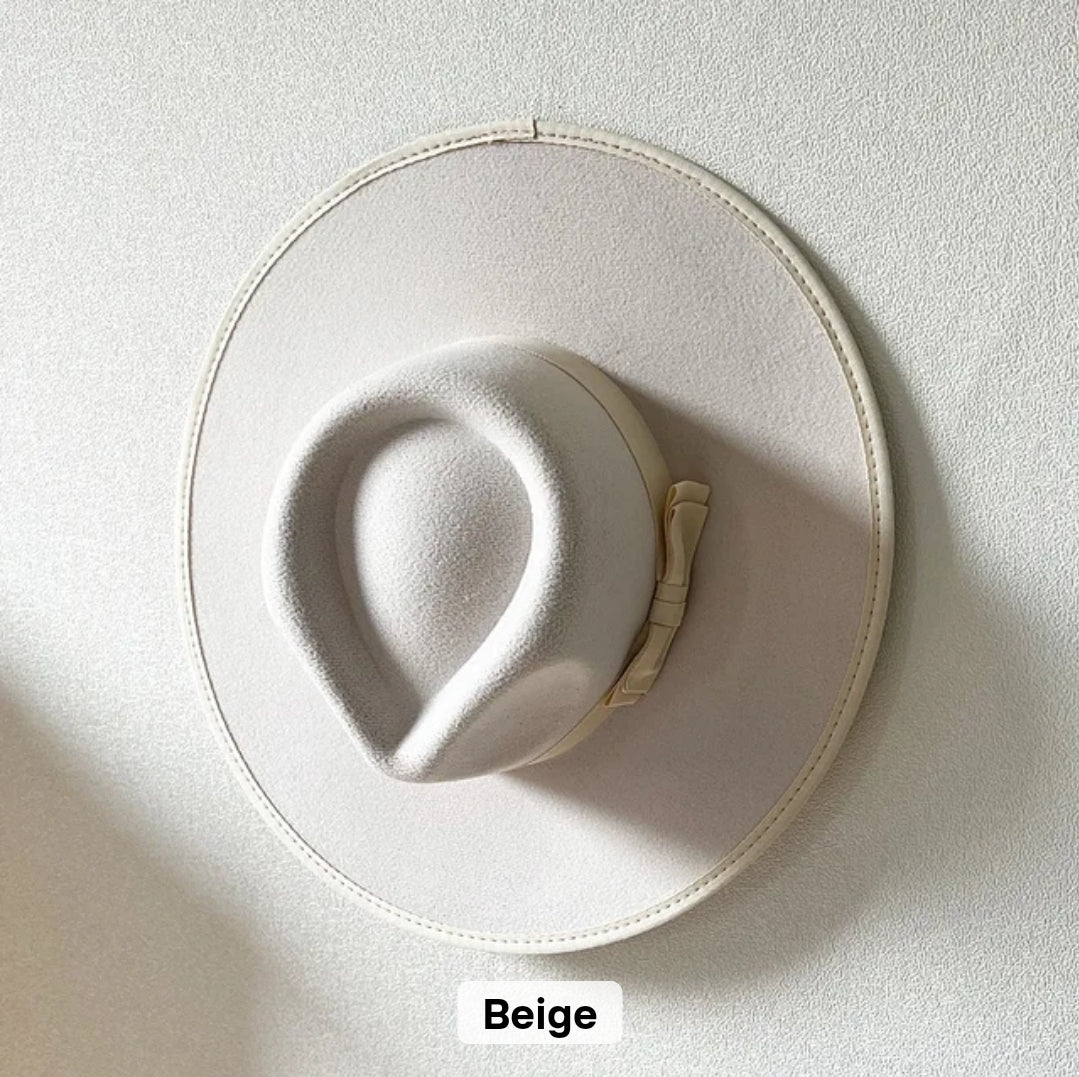 Beige Wide Brim Fedora