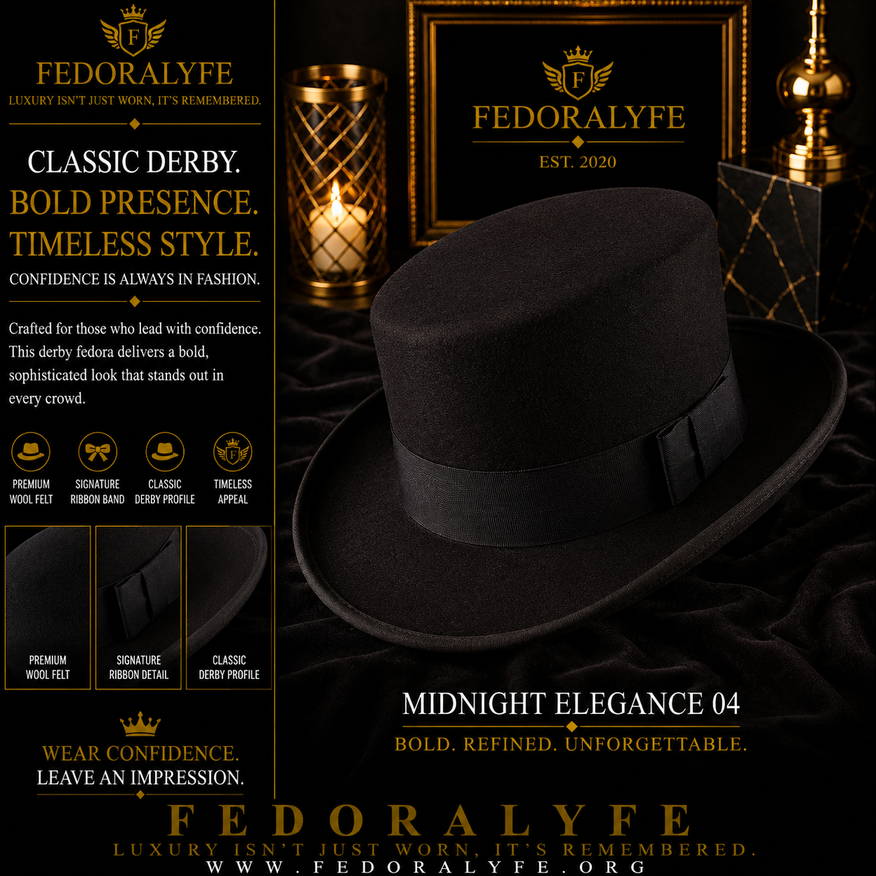 BLACK ROYAL DERBY TOP HAT