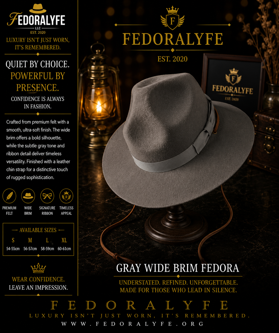 GREY MOUNTAIN CROWN FEDORA