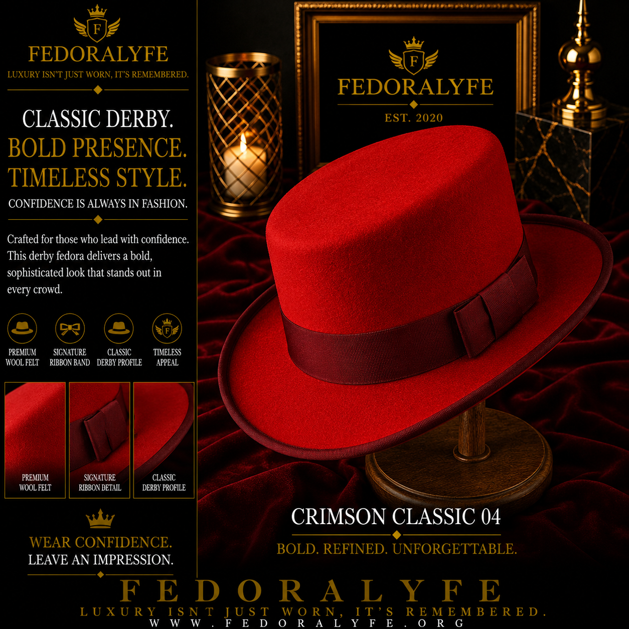 RED ROYAL DERBY TOP HAT