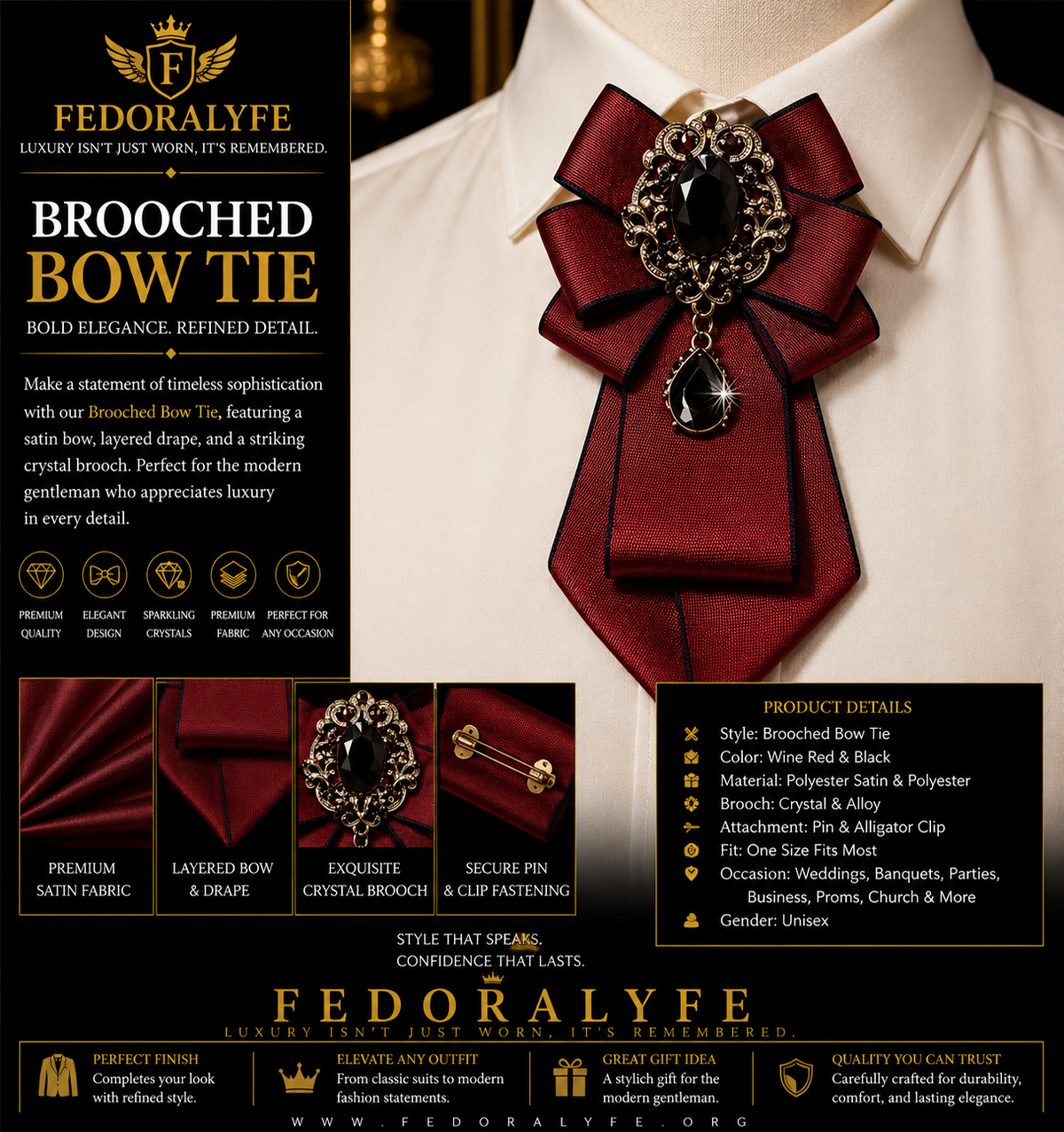 FASHIONABLE BOWTIE MAROON/RED