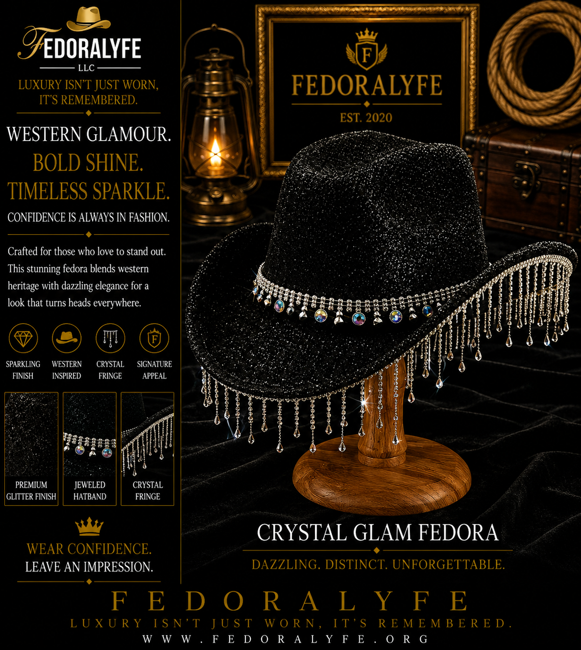 BLACK COWBOY HAT SEQUIN