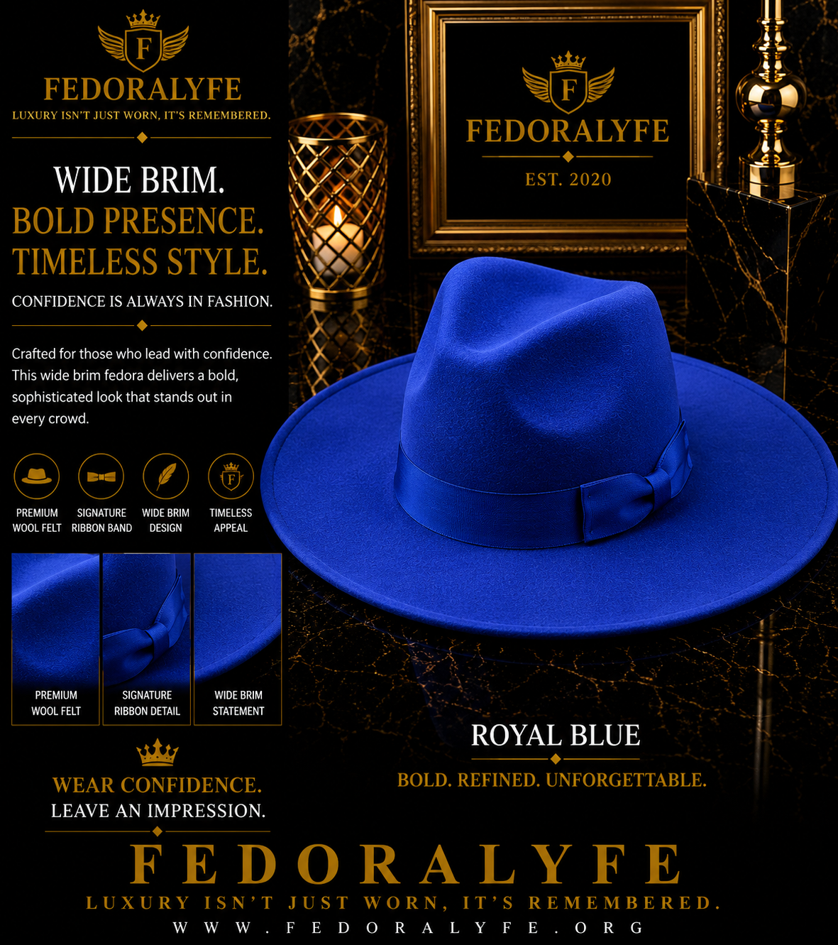 BLUE FEDORA HAT