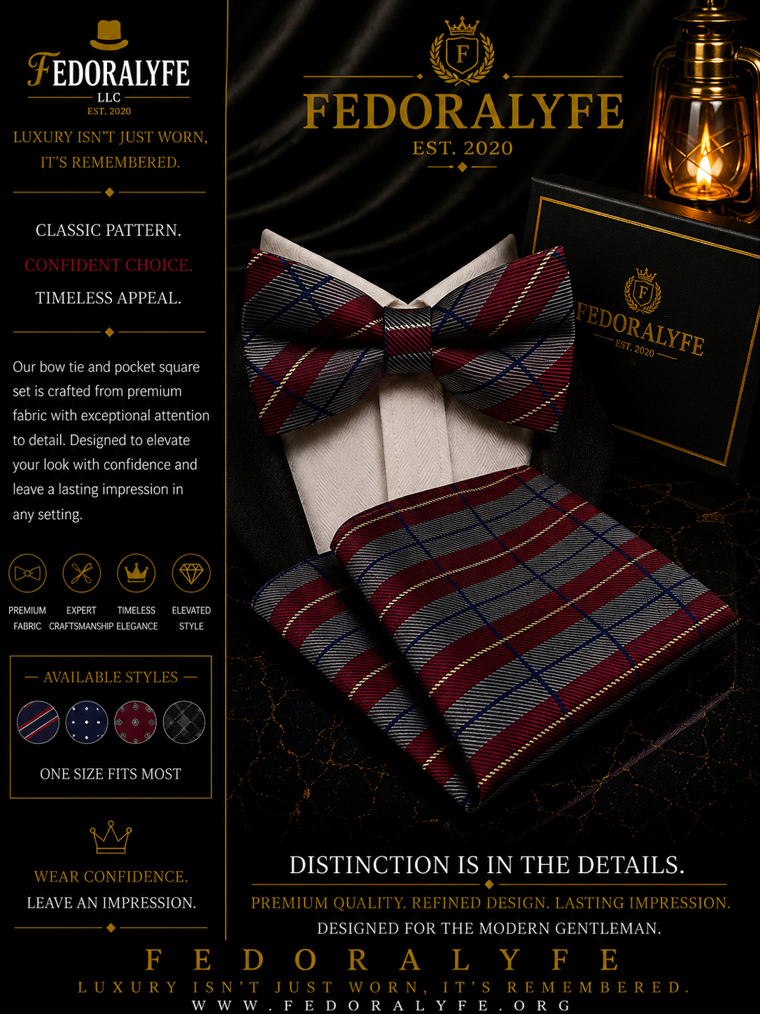 MULTI BOWTIE AND POCKET SQAURE SET