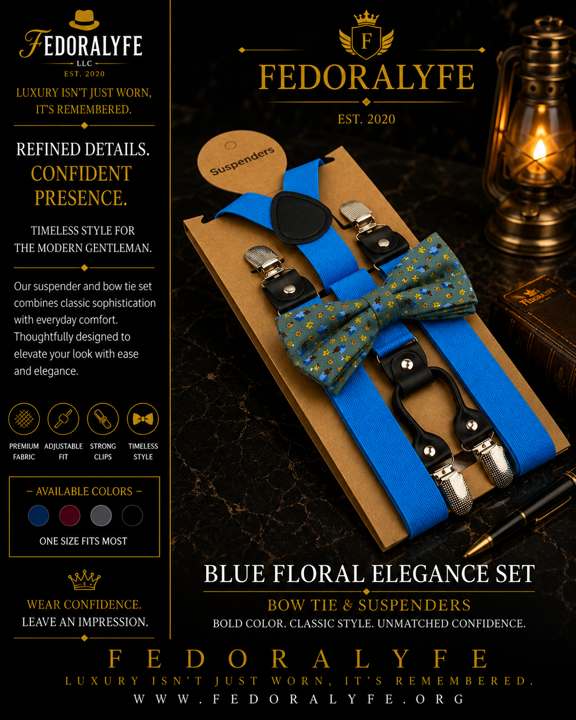 SKY BLUE BOWTIE AND SUSPENDER SET