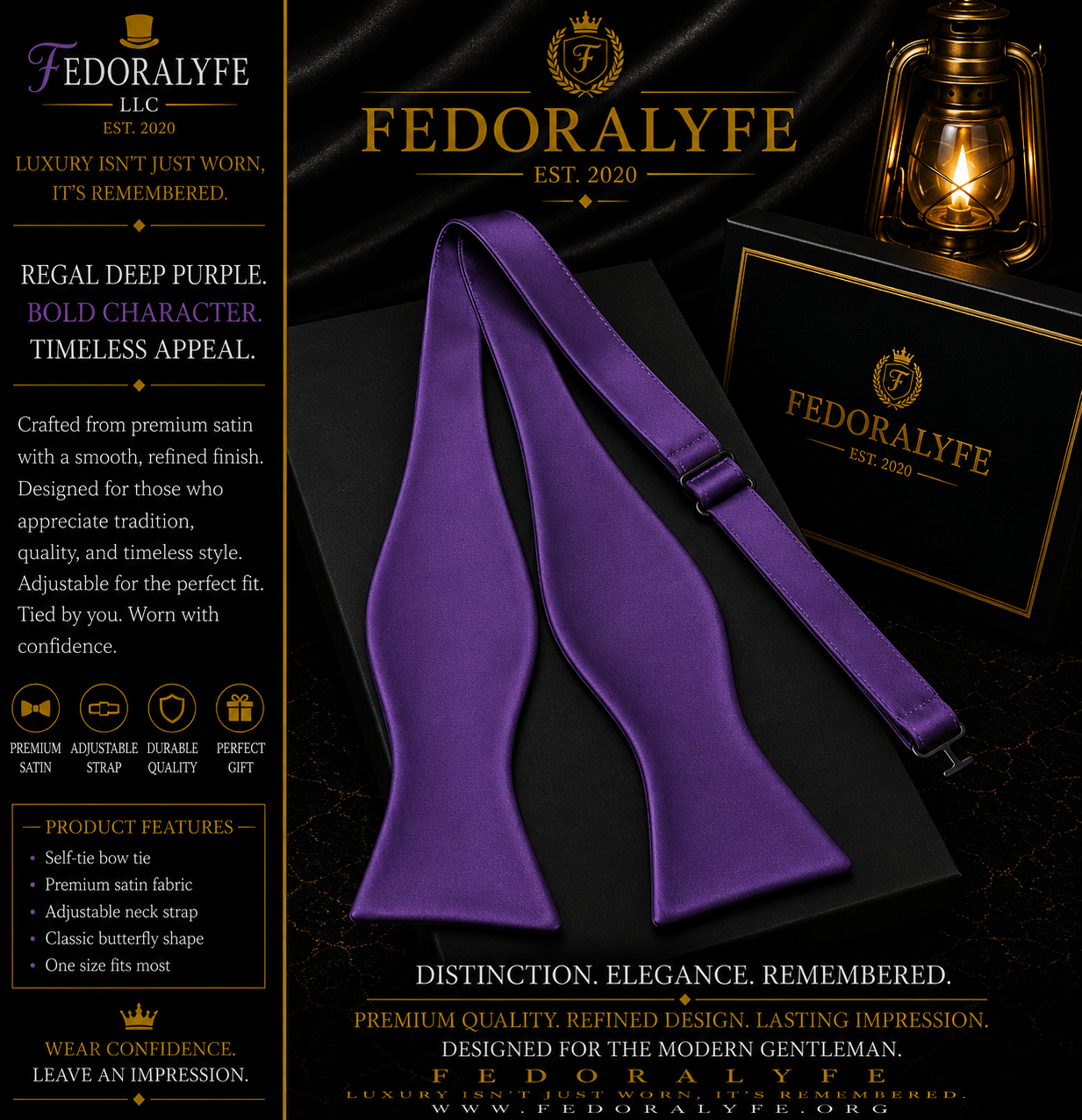 PURPLE ELEGANT BOWTIE