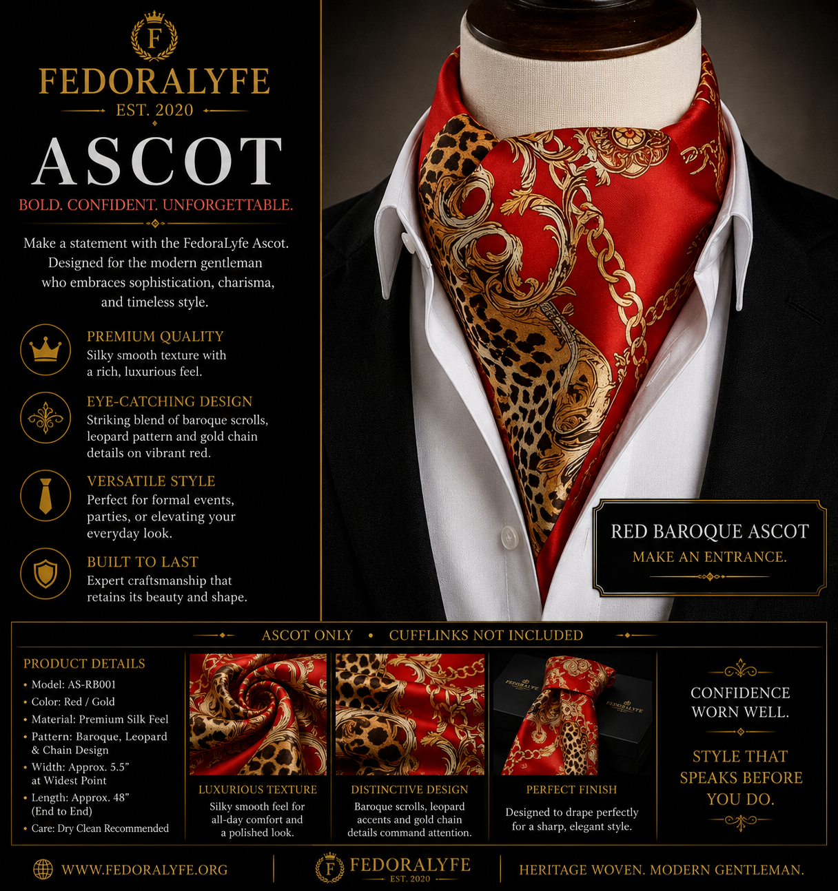 PREMIUM RED ASCOT SCARF