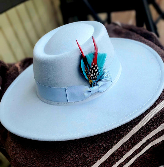LIGHT BLUE FEDORA HAT