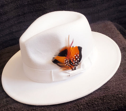 WHITE FEDORA HAT