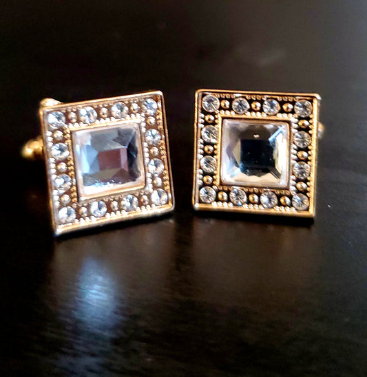 GOLD RHINESTONE CUFFLINKS