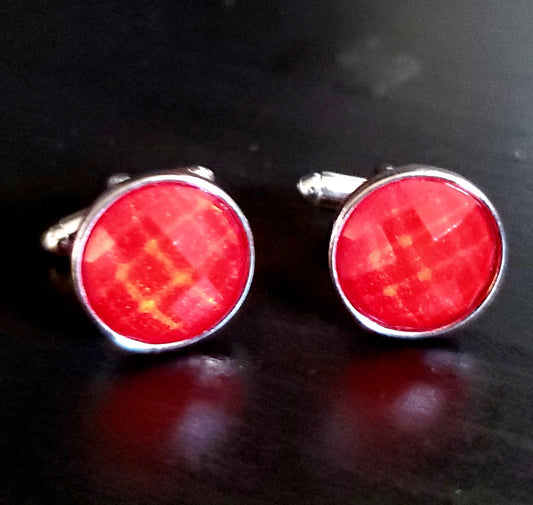 RED RHINESTONE CUFFLINKS