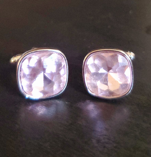 LIGHT PURPLE RHINESTONE CUFFLINKS
