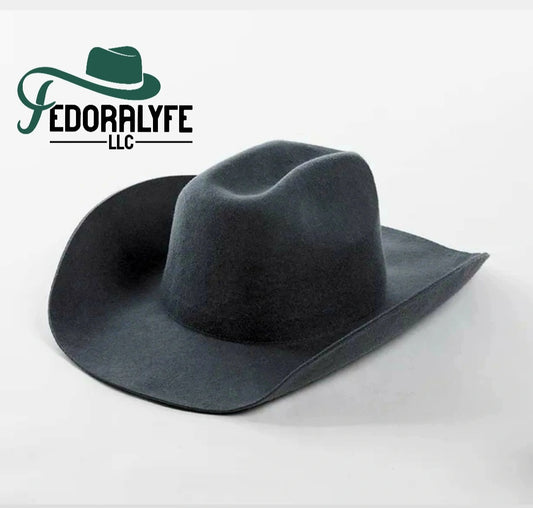 GREY WESTERN FEDORA HAT