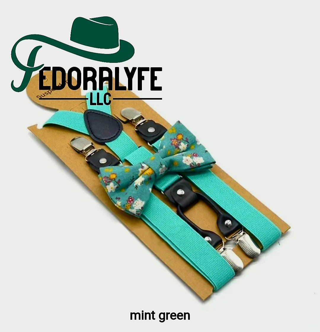MINT GREEN SUSPENDER WITH BOWTIE SET