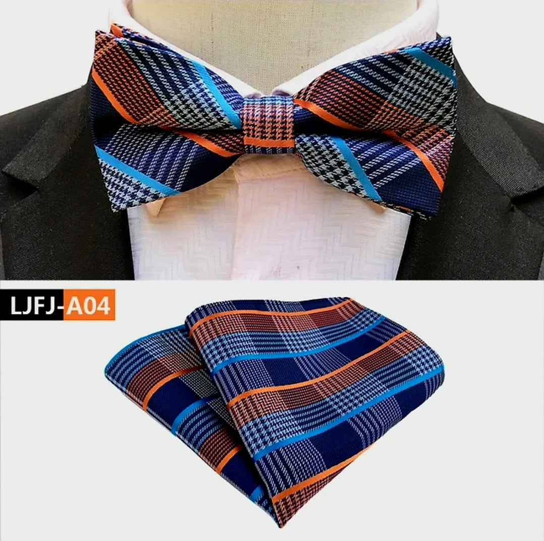 MULTI COLOR BOWTIE AND POCKET SQAURE SET