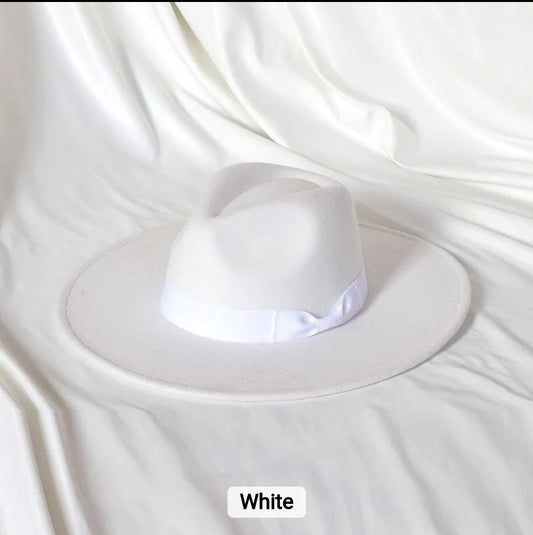 WHITE FEDORA HAT