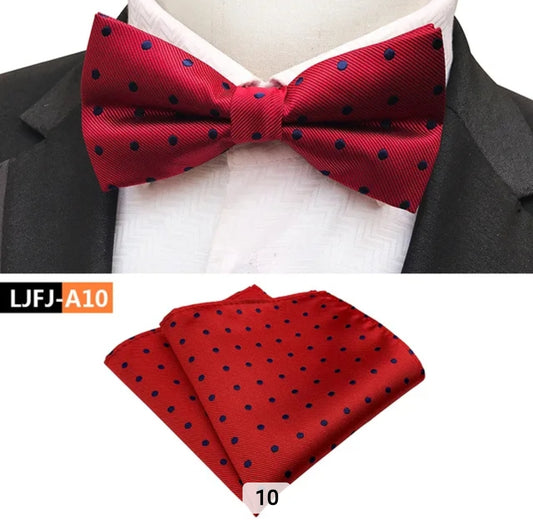 RED BOWTIE AND POCKET SQAURE SET