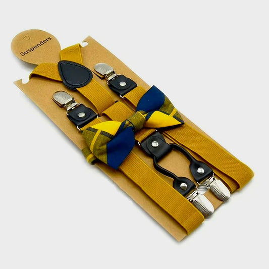 YELLOW BOWTIE AND SUSPENDER SET