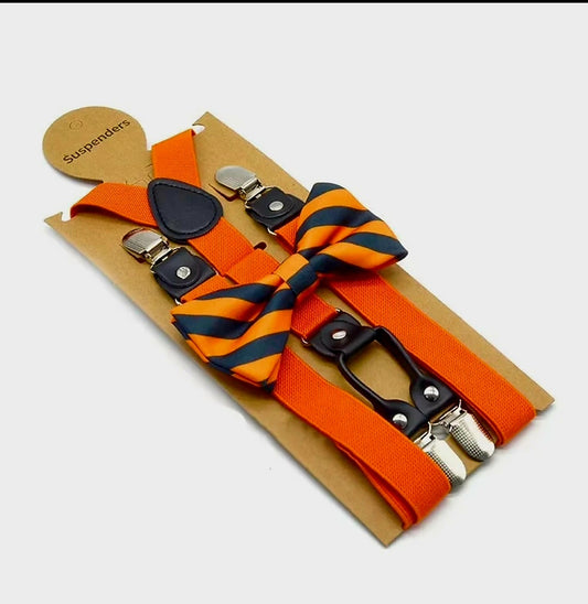 ORANGE BOWTIE AND SUSPENDER SET