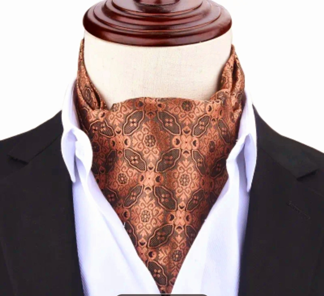 BROWN/TAN ASCOT SCARF