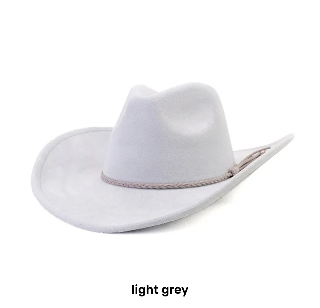 LIGHT GREY WESTERN SUEDE FEDORA