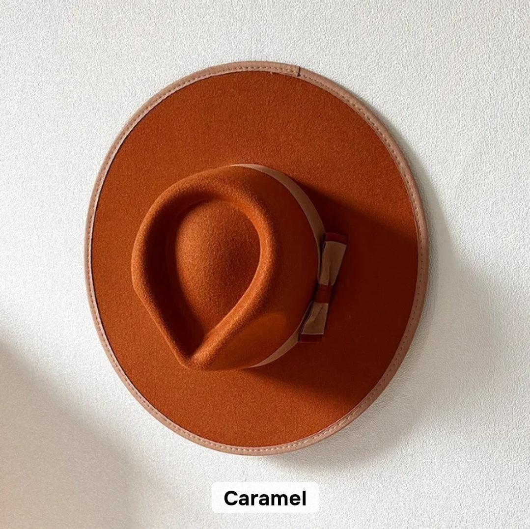 Caramel Wide Brim Fedora