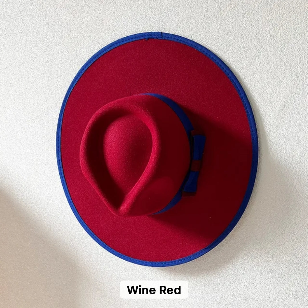 Wine Red Wide Brim Fedora