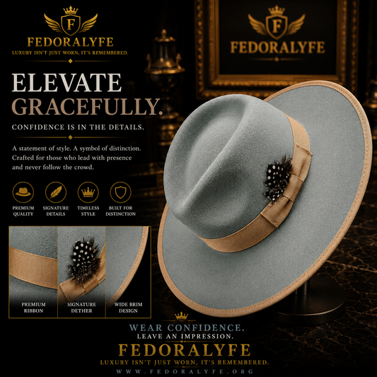 LIGHT BLUE WITH TAN TIP FEDORA HAT