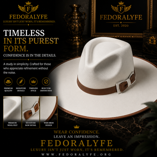 WHITE FEDORA WITH WHEAT TIP