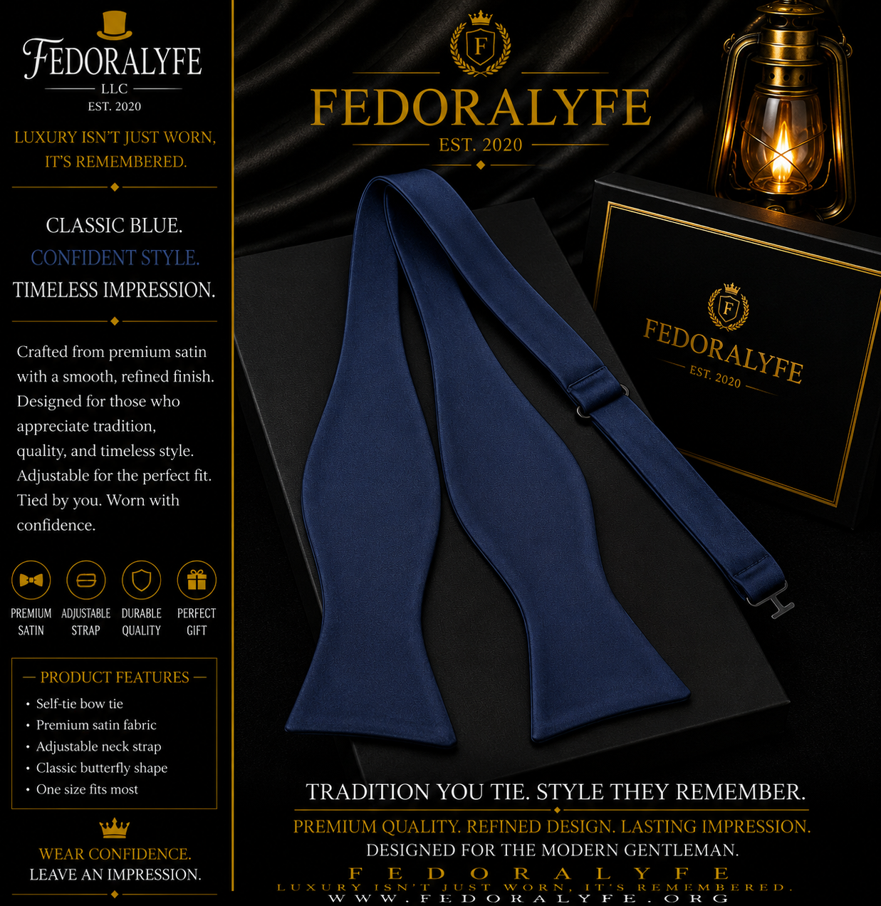 ROYAL BLUE ELEGANT BOWTIE