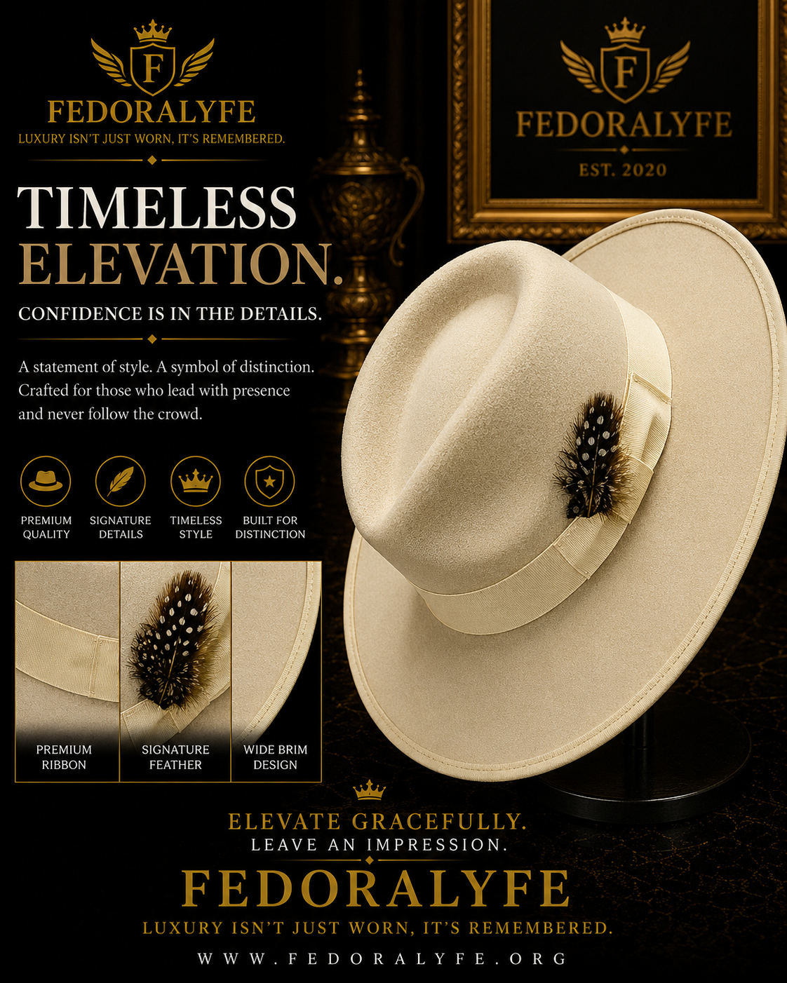 BEIGE WITH TAN TIP FEDORA HAT