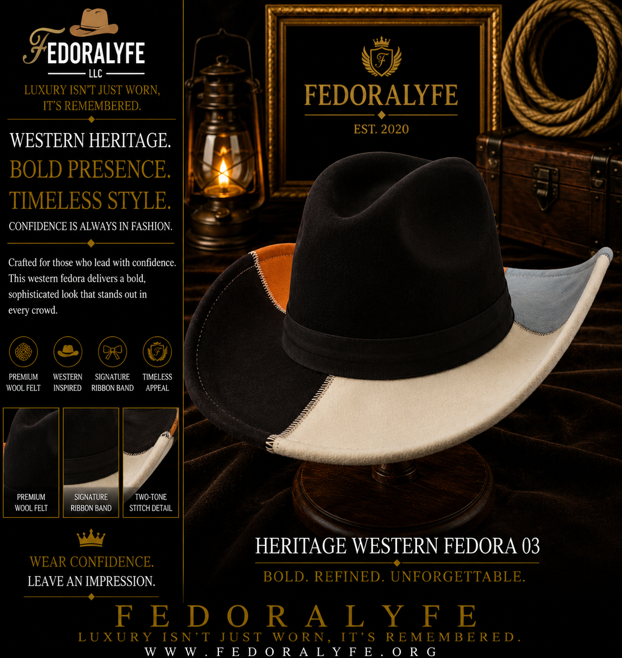 SUEDE COWBOY WESTERN FEDORA HAT