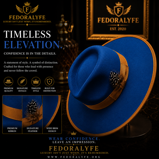 PEACOCK BLUE WITH TAN TIP FEDORA HAT