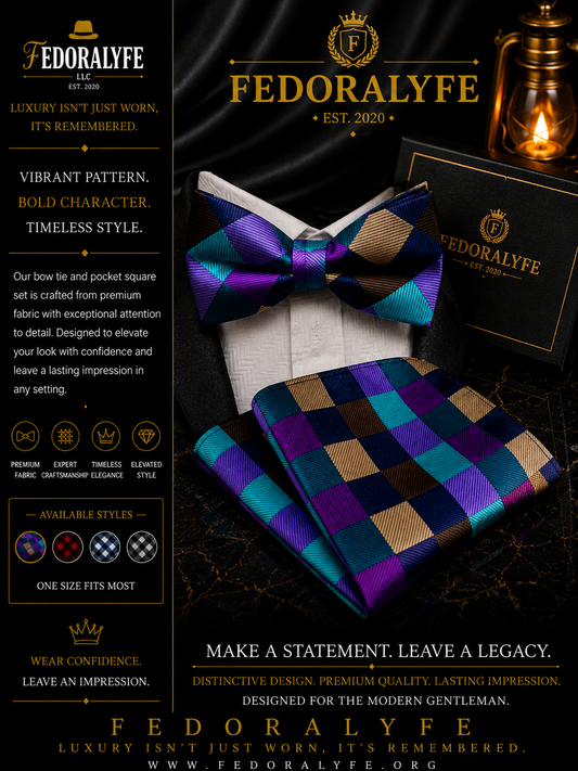 MULTI COLOR BOWTIE AND POCKET SQAURE SET