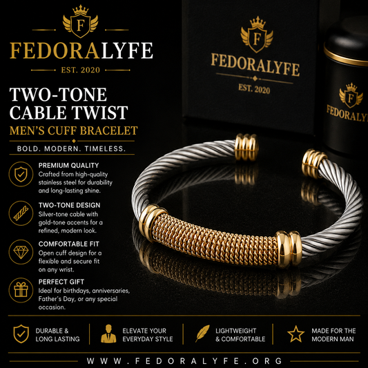 Two-Tone Cable Twist Cuff Bracelet – Silver & Gold