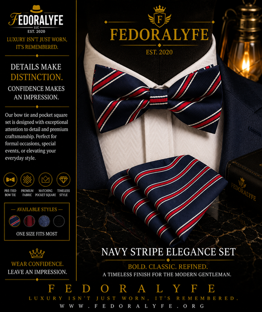 COMBINATION BOWTIE AND POCKET SQAURE SET