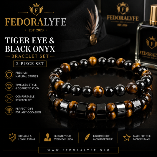 Tiger Eye & Black Onyx Bracelet Set