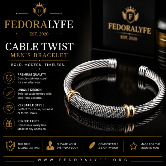 Silver & Gold Cable Twist Men's Bracelet