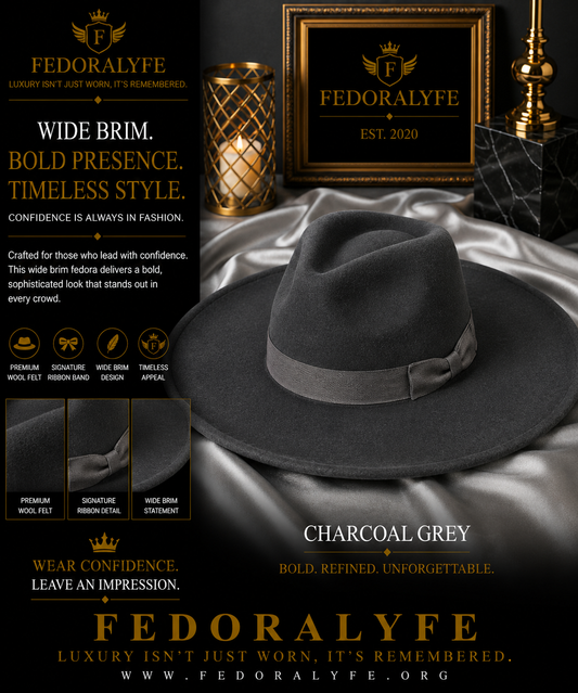 CHARCOAL GREY FEDORA HAT