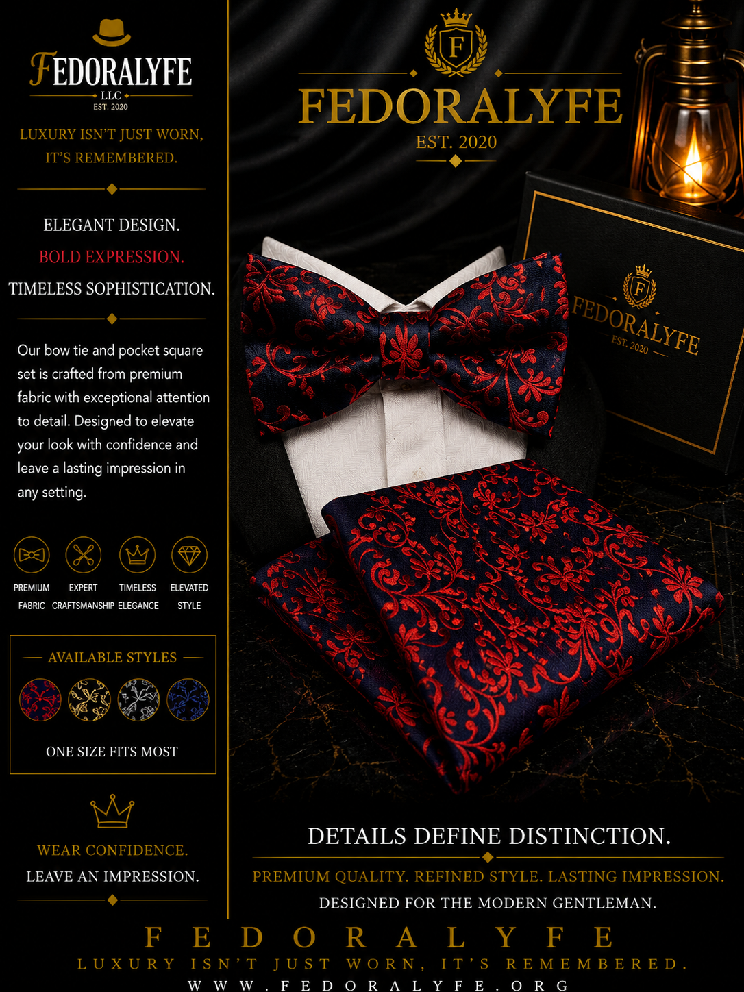 MULTI BOWTIE AND POCKET SQAURE SET